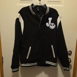 Disney Black and White Varsity Jacket with Skull Emblem